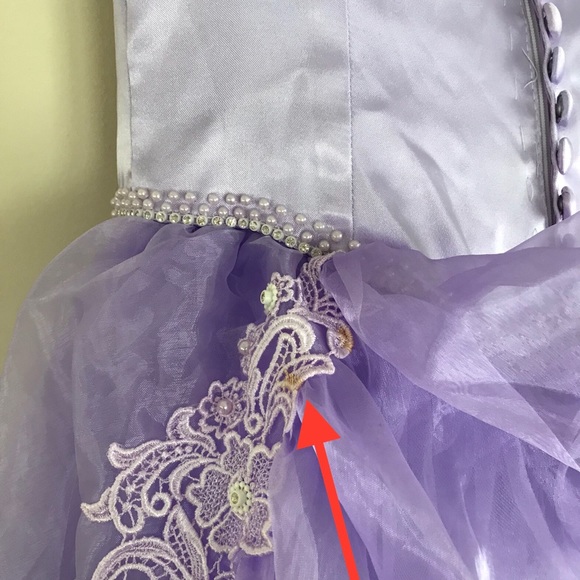 Purple Satin & Tulle Beaded Rhinestone Prom Dress Princess Ballgown Cosplay - Picture 3 of 5